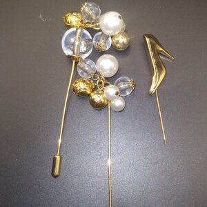 Vintage Salvatore Ferragamo Gold High Heel Shoe Stick Pin  & 2 Limited Edition